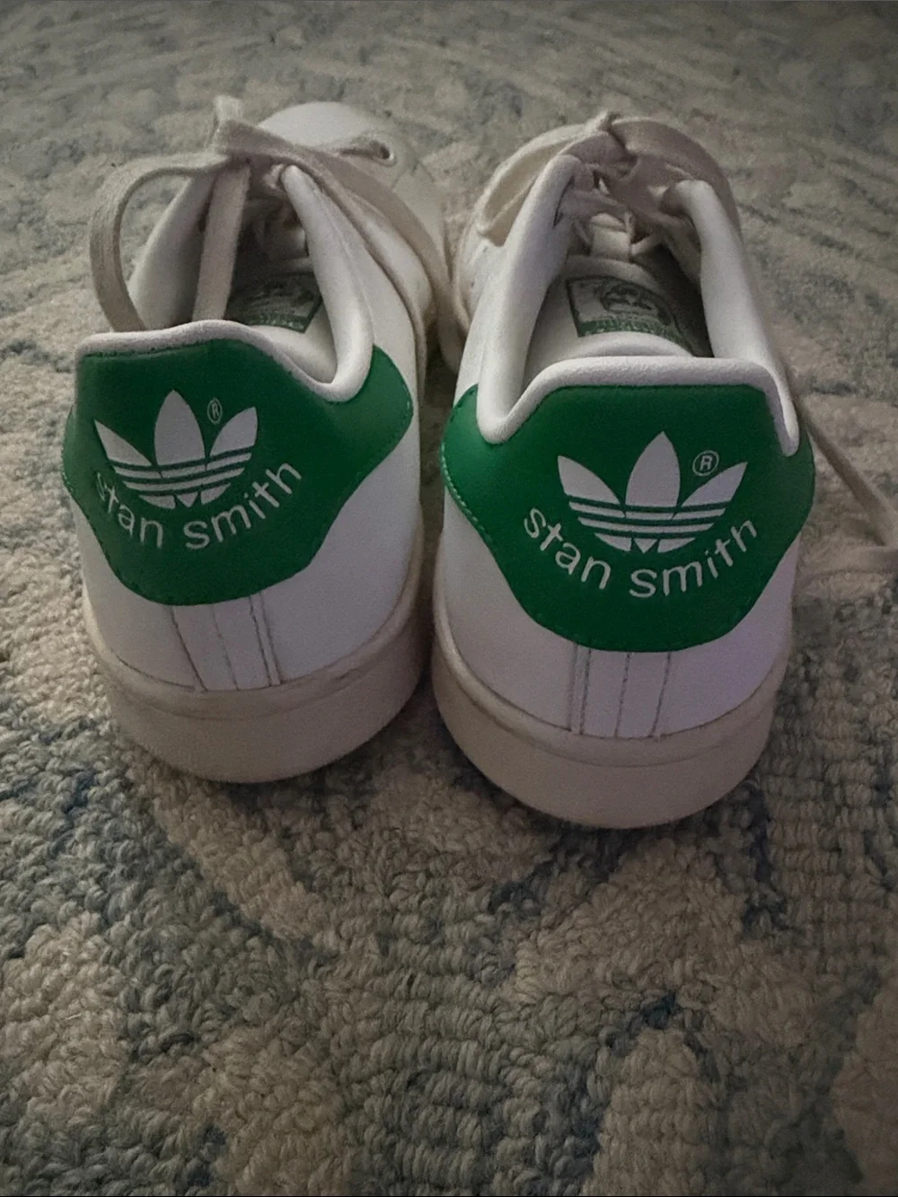 adidas White Leather Sneakers with Green Heel Tab